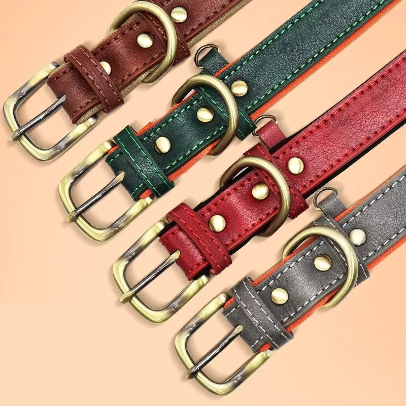PoochesPlus | Personalised Leather Dog Collar - Engraved Nameplate