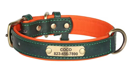 PoochesPlus | Personalised Leather Dog Collar - Engraved Nameplate